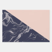 バラ金ゴールドとネイビーブルークリスマス ラッピングペーパーシート (正面3)