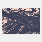 バラ金ゴールドとネイビーブルークリスマス ラッピングペーパーシート (正面2)