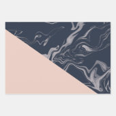 バラ金ゴールドとネイビーブルークリスマス ラッピングペーパーシート (正面)