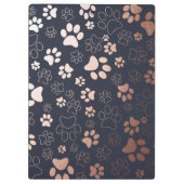 バラ金ゴールドとネイビーポープリントパターン クリップボード (裏面)