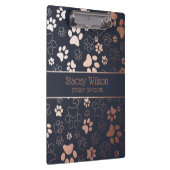 バラ金ゴールドとネイビーポープリントパターン クリップボード (右)