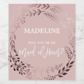 バラ金ゴールドとピンクが私のメイド・オブ・オーナー（花嫁付き添い人） ワインラベル (シングルラベル)