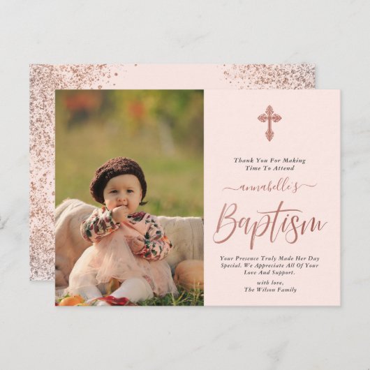 バラ金ゴールドとピンクの写真ガールバプテスマ ポストカード (正面/裏面)