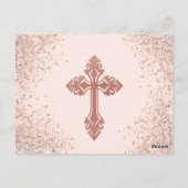 バラ金ゴールドとピンクの写真ガールバプテスマ ポストカード (裏面)