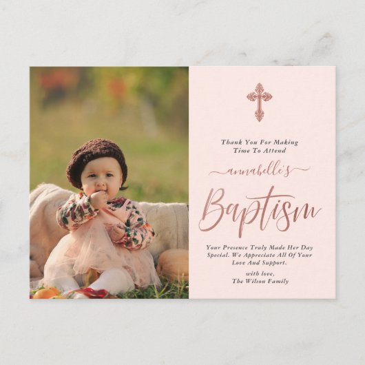 バラ金ゴールドとピンクの写真ガールバプテスマ ポストカード (正面)