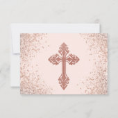 バラ金ゴールドとピンクの女の子バプテスマ  サンキューカード (裏面)