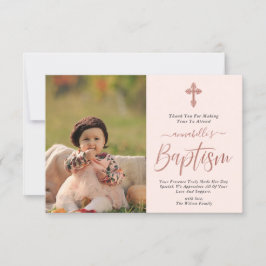 バラ金ゴールドとピンクの女の子バプテスマ  サンキューカード