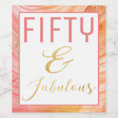 バラ金ゴールドとピンクアゲート50と素晴らしい誕生日 ワインラベル (シングルラベル)