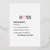 バラ金ゴールドとピンクアフロ誕生日パーティーフォイルインビタ 箔招待状 (裏面)