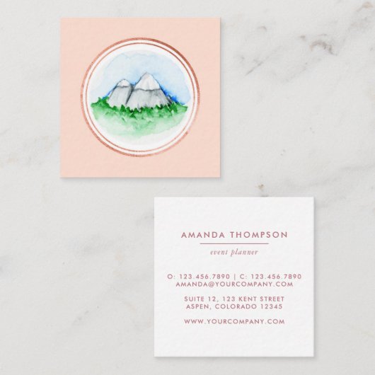 バラ金ゴールドとピンクイベントプランナーソーシャルメディアのアイコン スクエア名刺 (正面/裏面)