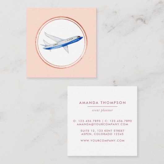 バラ金ゴールドとピンクイベントプランナーソーシャルメディアのアイコン スクエア名刺 (正面/裏面)