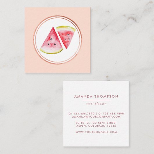 バラ金ゴールドとピンクイベントプランナーソーシャルメディアのアイコン スクエア名刺 (正面/裏面)