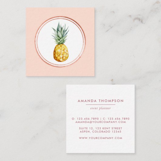 バラ金ゴールドとピンクイベントプランナーソーシャルメディアのアイコン スクエア名刺 (正面/裏面)