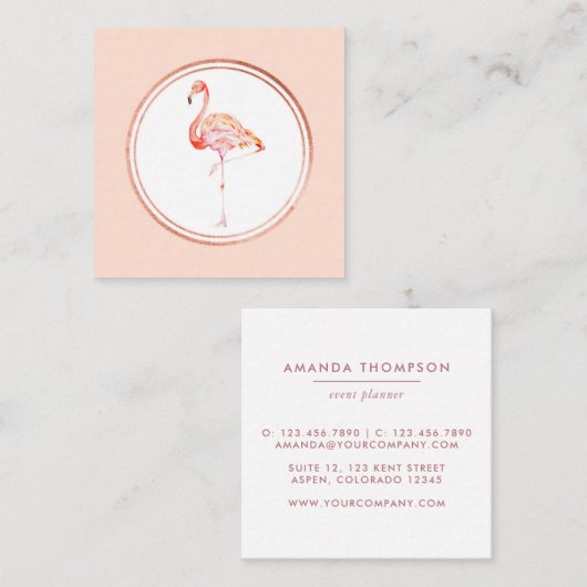 バラ金ゴールドとピンクイベントプランナーソーシャルメディアのアイコン スクエア名刺 (正面/裏面)