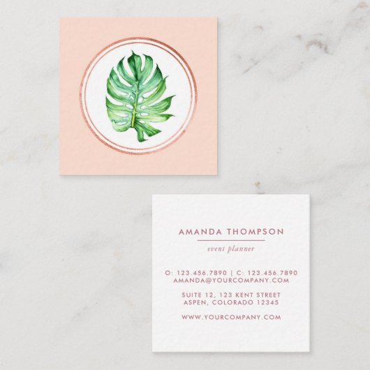 バラ金ゴールドとピンクイベントプランナーソーシャルメディアのアイコン スクエア名刺 (正面/裏面)