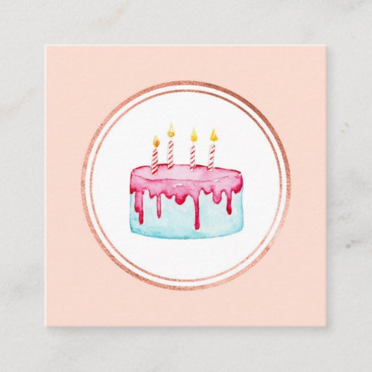 バラ金ゴールドとピンクイベントプランナーソーシャルメディアのアイコン スクエア名刺 (正面)