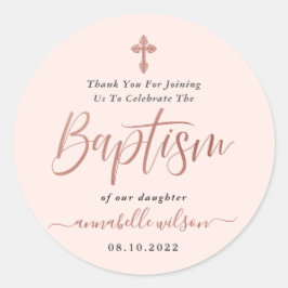 バラ金ゴールドとピンクガールバプテスマありがとう ラウンドシール
