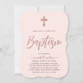 バラ金ゴールドとピンクガールバプテスマ招待状 招待状 (正面)