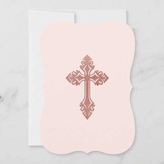 バラ金ゴールドとピンクガールバプテスマ招待状 招待状 (裏面)