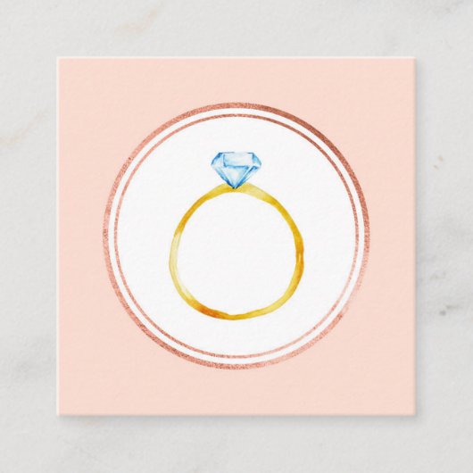 バラ金ゴールドとピンクダイヤモンドウェディングプランナー スクエア名刺 (正面)