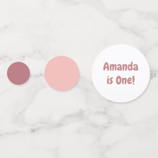 バラ金ゴールドとピンクバルーン第1誕生日 コンフェッティ (裏面)