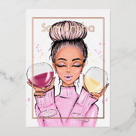 バラ金ゴールドとピンクバースデーパーティー 箔招待状