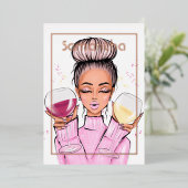 バラ金ゴールドとピンクバースデーパーティー 箔招待状 (立ち正面)