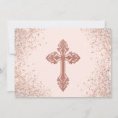 バラ金ゴールドとピンクフォトガールバプテスマ招待状 招待状 (裏面)