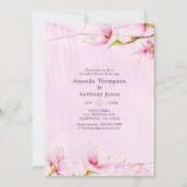 バラ金ゴールドとピンクフローラ幾何学的カップルのシャワー 招待状 (正面)