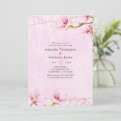 バラ金ゴールドとピンクフローラ幾何学的カップルのシャワー 招待状 (スタンド正面)