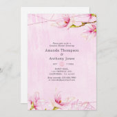 バラ金ゴールドとピンクフローラ幾何学的カップルのシャワー 招待状 (正面/裏面)