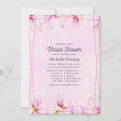 バラ金ゴールドとピンクフローラ幾何学的バーチャルシャワー 招待状 (正面)