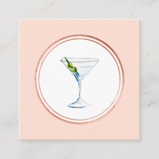 バラ金ゴールドとピンクホスピタリティソーシャルメディアのアイコン スクエア名刺 (正面)