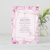 バラ金ゴールドとピンクマグノリア幾何学洗礼 招待状 (スタンド正面)