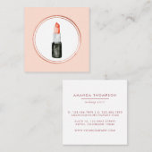 バラ金ゴールドとピンクメイクアップアーティストソーシャルメディアのアイコン スクエア名刺 (正面/裏面)