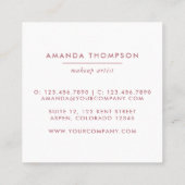 バラ金ゴールドとピンクメイクアップアーティストソーシャルメディアのアイコン スクエア名刺 (裏面)