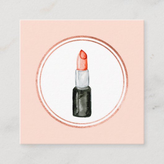 バラ金ゴールドとピンクメイクアップアーティストソーシャルメディアのアイコン スクエア名刺 (正面)