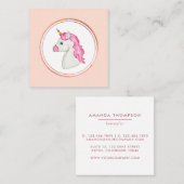 バラ金ゴールドとピンクユニコーンヘアスタイリストメディアアイコン スクエア名刺 (正面/裏面)