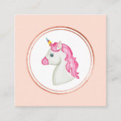 バラ金ゴールドとピンクユニコーンヘアスタイリストメディアアイコン スクエア名刺 (正面)