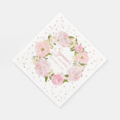 バラ金ゴールドとピンク牡丹ガールベビーシャワー スタンダードランチョンナプキン (角)