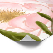 バラ金ゴールドとピンク牡丹ベビーシャワー歓迎サイン ポスター (角)