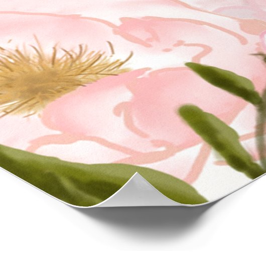 バラ金ゴールドとピンク牡丹ベビーシャワー歓迎サイン ポスター (角)