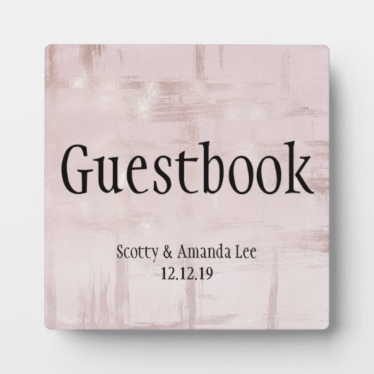 バラ金ゴールドとピンク結婚のテーブル フォトプラーク (正面)