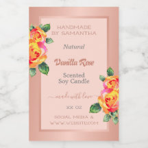 バラ金ゴールドとピンク製品ラベルキャンドル美しい&ブランド