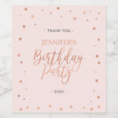 バラ金ゴールドとピンク |成人誕生日パーティーのお気に入り ワインラベル (シングルラベル)