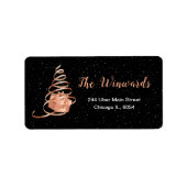 バラ金ゴールドとブラッククリスマスプレゼント ラベル (正面)