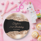 バラ金ゴールドとブラックグラムティアーズバースデーパーティー ペーパープレート (パーティー)