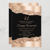 バラ金ゴールドとブラックグラムティアーズバースデーパーティー 招待状 (正面/裏面)