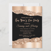 バラ金ゴールドとブラックグラムティアーズ新年のパーティー 招待状 (正面)