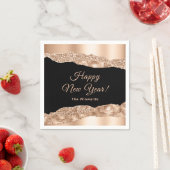 バラ金ゴールドとブラックグラムティアーハッピーニューイヤー スタンダードカクテルナプキン (インサイチュ)